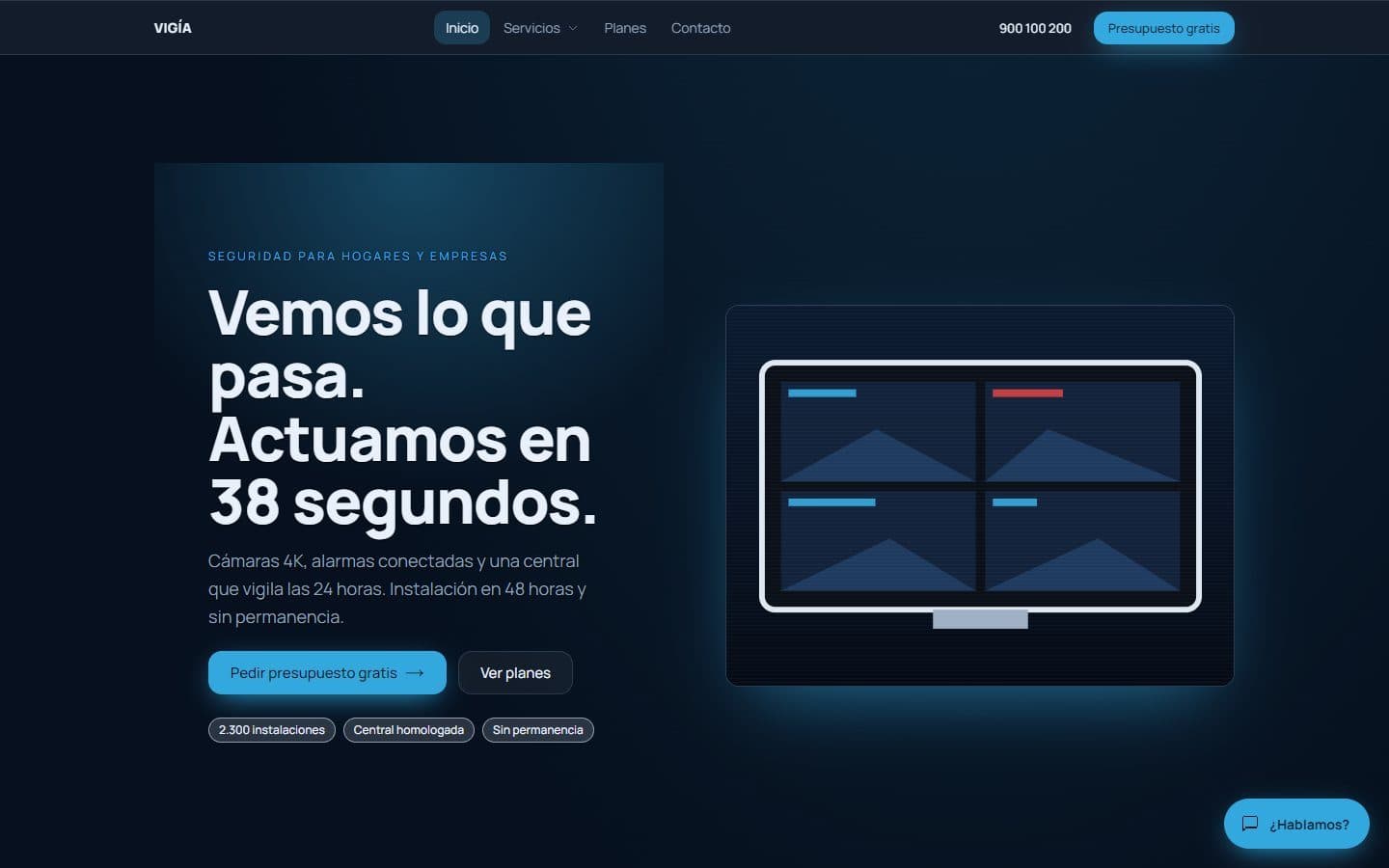 Web de referencia «Vigía», de videovigilancia para hogares y empresas, hecha con Trama.